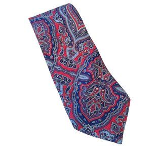 Wembley Red Gray Blue Brown Geometric 100% Silk Men’s Necktie